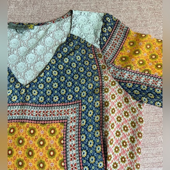 FIGUEROA & flower’s Multicolor Women Top Tunic, V Neck , 3/4 Sleeve Sz L - Picture 8 of 11